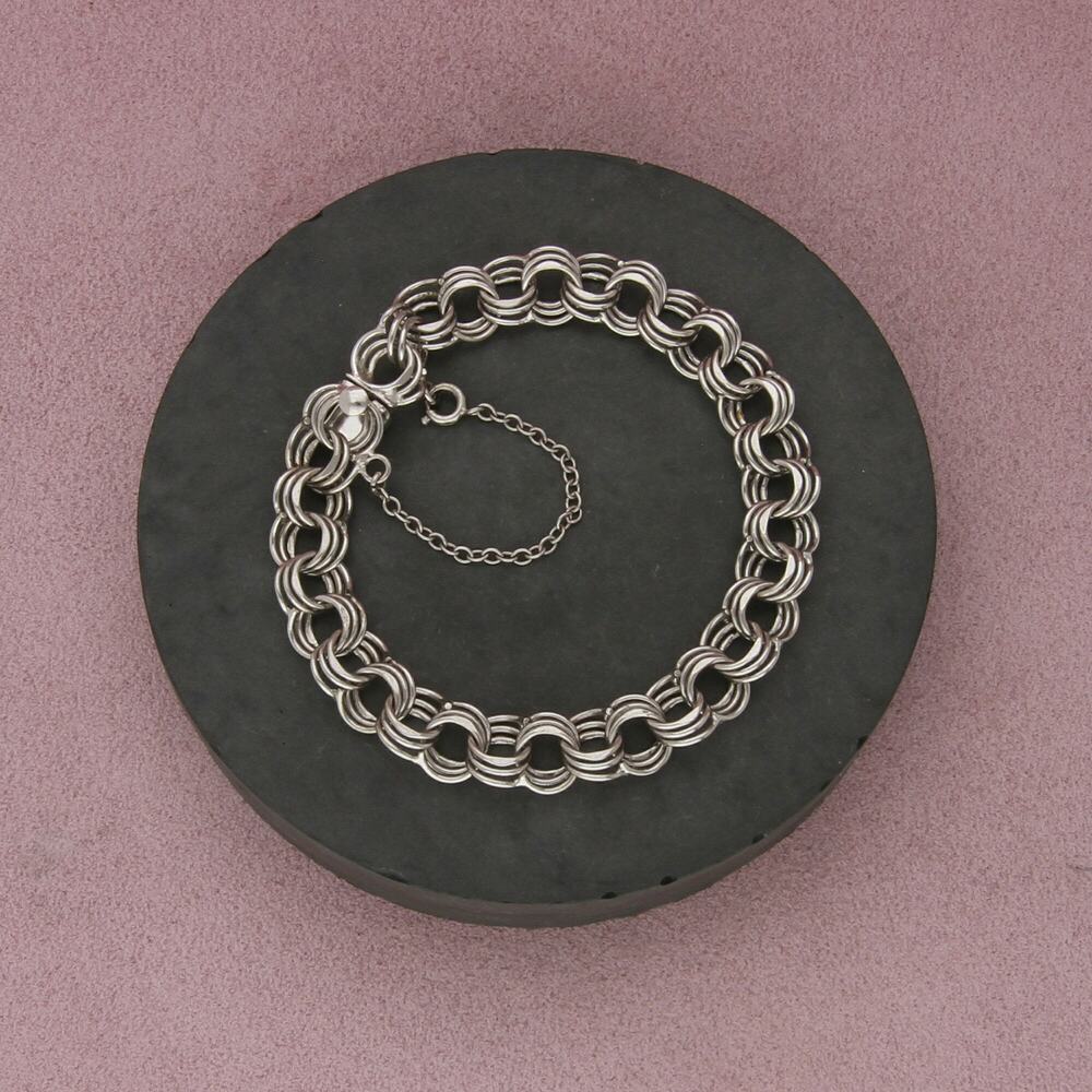 sterling silver vintage 10mm triple cable chain bracelet size 7.5in
